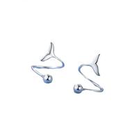 Minimalist Silver Mermaid Tail Non Pierced Ear Cuffs, Tiny Ball Wrap Clip On Cartilage Earrings Dainty Whale Tail Ear Jewelry Gift for Birthday Anniversary Daily Wear