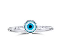 Minimalist Simple .925 Sterling Silver Midi Knuckle 1MM Band Stackable Evil Eye Ring For Teen For Girlfriend