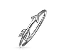 Minimalist Simple .925 Sterling Silver Midi Knuckle Thin 1MM Band Stackable Cupids Love Arrow Ring For Teen For Women