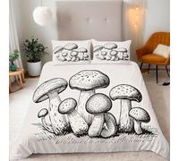 Minimalist Single Duvet Cover Set, Mushrooms Bedding Sets with Zipper Closure, Soft Cozy Microfiber Duvet Cover and 2 Pillow Cases 50 x 75 cm a2391