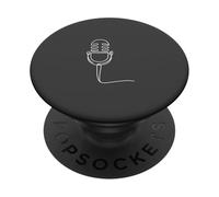 Minimalist Single Line Podcast Microphone - Anthracite PopSockets Adhesive PopGrip