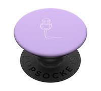 Minimalist Single Line Podcast Microphone - Lilac PopSockets Adhesive PopGrip