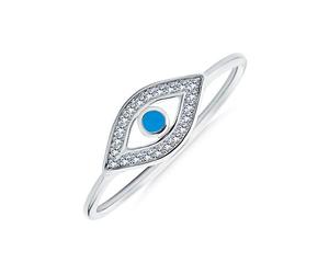 Minimalist Small .925 Sterling Silver Midi Knuckle 1MM Band Stackable Delicate CZ Halo Evil Eye Ring For Women Teen