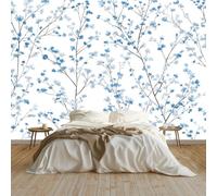Minimalist Small Flowers Branches Non-Woven Wallpaper 350 X 256 Cm Wall Murals for Living Room Kids Bedroom Wall Decor, Panoramic Wall Mural Wallpaper - White Decorative Wall Poster
