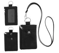 Minimalist Small Wallet with ID Window RFID Blocking Small Neck Wallet Water Resistant Zipper ID Case Pouch Travel Neck Wallets with Lanyard Keychain Badge Holder for Women Men Cards Coin Daily Use