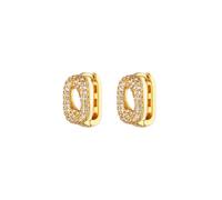 Minimalist Snake-shaped Zircon Earrings For women Gold Color Stainless Steel Compact Pierced Trends Wedding Jewelry(E5829G-1)