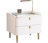 Minimalist Solid Wood Nightstand Table with 2 Drawers - Stylish Bedside Dresser for Bedroom Balcony Patio Living Room - Practical Storage Solution