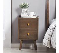Minimalist Solid Wood Nightstand with 2 Drawers Vintage Ultra Narrow Design Ideal for Small Spaces Elegant Bedroom Furniture Quality Craftsmanship & Stylish Decor