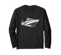 Minimalist Sport Boat Silhouette Water Waves Long Sleeve T-Shirt