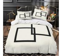 Minimalist Square Design Duvet Cover 3D Print Breathable 3 Pcs Bedding Set Hidden Zipper Modern Geometric Quilt Cover Luxury Washable for Teens Adults Kids Girls Boys Women Youth Single（135x200cm）