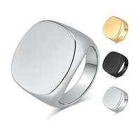 Minimalist Square Signet Ring, Dainty Unisex Classic Square Ring for Modern Style, Geometric Bold Statement Band for Daily & Party Wear (Silver, 10)