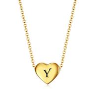 Minimalist Stainless Steel Heart-Shaped Gold Pendant With 26 English Letters Necklace Made Of Titanium Steel For Women