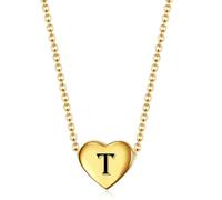 Minimalist Stainless Steel Heart-Shaped Gold Pendant With 26 English Letters Necklace Made Of Titanium Steel For Women