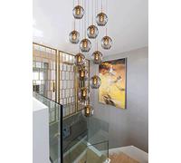 Minimalist Staircase Chandelier Home Duplex Building Large Chandelier 50x220cm Villa Stair Long Chandelier Glass Balls Pendant Light Multi Light Ceiling Lamp