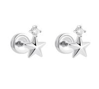 Minimalist Star Stud Earrings for Women Rhinestone Stars Stainless Steel Tragus Piercing Post Studs Helix Conch Earrings Lightweight Ear Earrings, S, Stainless Steel Rhinestone, No Gemstone