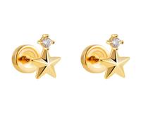Minimalist Star Stud Earrings for Women Rhinestone Stars Stainless Steel Tragus Piercing Post Studs Helix Conch Earrings Lightweight Ear Earrings, S, Stainless Steel Rhinestone, No Gemstone
