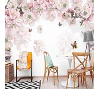 Minimalist Stereo Pink Flower Butterfly Modern 3D Wallpaper Premium Textured Silk Neutral Tones Material Ideal for Living Room Bedroom-300cm×210cm