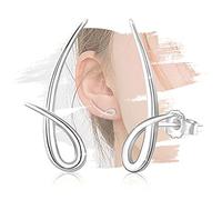 Minimalist Sterling Silver Ear Climber Earrings - Lightweight Post Earrings for Sensitive Ears, Cartilage Curved Bar Design - Perfect Valentine's Day Gifts