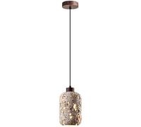 Minimalist Stone Effect Pendant Light, Modern LED Cylindrical Shade Hanging Lamp, Nordic Organic Travertine-Look Ceiling Fixture for Bedroom, Living Room, Dining Room, Bar Counter Lighting