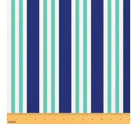 Minimalist Stripe Craft Fabric No Stretch,Geometric Line Art Patchwork Soft Flannel Polyester,Moroccan Y2K Retro Boho Ideal for Quilting,Crafts & Handmade Artwork,Teal 1 Yard Pre-Cut,36" L x 59" W