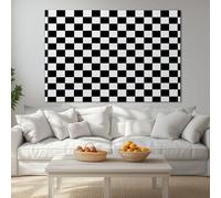 Minimalist Style Horizontal Wall Art Canvas Prints, Grid square checked geometric Canvas Wall Art Paintings Pictures for Living Room Bedroom Home Wall Decor Artwork 48 x 32 inches