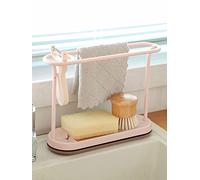 Minimalist Style Sink Organiser, Sponge Sink Holder, Kitchen Sink Sponge Rack for Sponges, Dish Liquid, Utensils, Microfibre Towels (Pink)