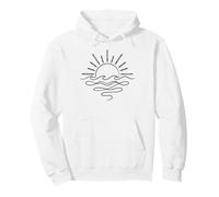 Minimalist Sun Ocean Waves Line Art Design Pullover Hoodie