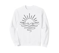Minimalist Sun Ocean Waves Line Art Design Sweatshirt
