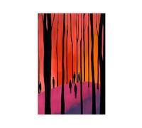 Minimalist Sunset Forest Silhouette Canvas Poster Bedroom Decor Landscape Office Room Decor Gift 24" L X 36" W