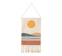 Minimalist Tapestry Wall Hanging - Boho Woven Tassel Wall Decor - Sunrise And Sunset Tapestry With Tassels - Wall Hanging Nature Landscape Tapestry | For Home Decorations Bedroom Dorm