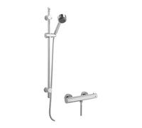 Minimalist Thermostatic Bar Valve with Multi Function Handset Brass Slide Rail Kit Shower Bundle - Chrome - Balterley