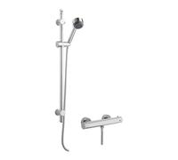 Minimalist Thermostatic Bar Valve with Multi Function Handset Brass Slide Rail Kit Shower Bundle - Chrome - Balterley