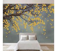 Minimalist Three Dimensiona Tree Branches Golden Ginkgo Leaves 3D Wallpaper Luxury Home Dining Decor Paste Sofa Living Room The Wall for Bedroom Mural-400cm×280cm