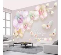 Minimalist Three Dimensional Beautiful Flowers Butterflies 3D Wallpaper Easy Install Feature Office Living Room Sofa Bedroom TV Background Wall Decoration-250cm×170cm