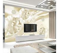Minimalist Three Dimensional Beautiful White Flowers 3D Wallpaper Easy Install Feature Office Living Room Sofa Bedroom TV Background Wall Decoration-250cm×170cm