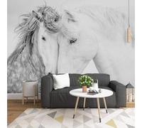 Minimalist Three Dimensional Black and White Animal White Horse 3D Wallpaper Easy Install Feature Office Living Room Sofa Bedroom TV Background Wall Decoration-250cm×170cm