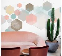Minimalist Three Dimensional Colourful Geometric Distinctive 3D Wallpaper Easy Install Feature Office Living Room Sofa Bedroom TV Background Wall Decoration-300cm×210cm