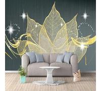 Minimalist Three Dimensional Creative Gold Leaves 3D Wallpaper Easy Install Feature Office Living Room Sofa Bedroom TV Background Wall Decoration-300cm×210cm