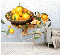 Minimalist Three Dimensional Fresh Oranges Fruit 3D Wallpaper Easy Install Feature Office Living Room Sofa Bedroom TV Background Wall Decoration-250cm×170cm