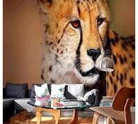 Minimalist Three Dimensional Hand Drawn Animals Cheetah 3D Wallpaper Easy Install Feature Office Living Room Sofa Bedroom TV Background Wall Decoration-350cm×256cm