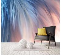 Minimalist Three Dimensional Hand Drawn Blue Feathers 3D Wallpaper Easy Install Feature Office Living Room Sofa Bedroom TV Background Wall Decoration-430cm×300cm