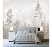 Minimalist Three Dimensional Hand Drawn Forest Flying Birds 3D Wallpaper Premium Textured Silk Study Dining Living Room Bedroom Sofa TV Wall Easy Install-430cm×300cm