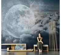 Minimalist Three Dimensional Moon Universe Art 3D Wallpaper Easy Install Feature Office Living Room Sofa Bedroom TV Background Wall Decoration-200cm×140cm