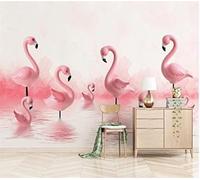 Minimalist Three Dimensional Pink Animal Flamingo 3D Wallpaper Easy Install Feature Office Living Room Sofa Bedroom TV Background Wall Decoration-430cm×300cm