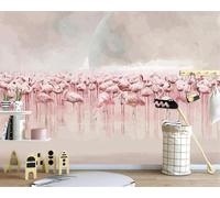 Minimalist Three Dimensional Pink Flamingo Art 3D Wallpaper Easy Install Feature Office Living Room Sofa Bedroom TV Background Wall Decoration-400cm×280cm