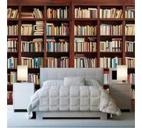 Minimalist Three Dimensional Vintage Bookcase Books 3D Wallpaper Easy Install Feature Office Living Room Sofa Bedroom TV Background Wall Decoration-430cm×300cm