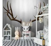 Minimalist Three Dimensional Vintage Skull Elk Antlers 3D Wallpaper Luxury Home Dining Decor Paste Sofa Living Room The Wall for Bedroom Mural-350cm×256cm