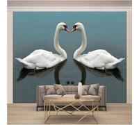 Minimalist Three Dimensional White Swan Lake 3D Wallpaper Easy Install Feature Office Living Room Sofa Bedroom TV Background Wall Decoration-350cm×256cm