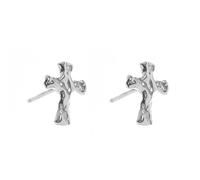 Minimalist Tiny Cross Stud Earrings for Women 925 Sterling Silver Hypoallergenic Handmade Hammered Religious Faith Cartilage Studs Tragus Post Fashion Dainty Jewelry Gifts