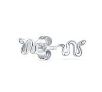 Minimalist Tiny Garden Reptile Cartilage Ear Lobe Piercing Pair Serpent Snake Stud Earrings For Women Teen .925 Sterling Silver